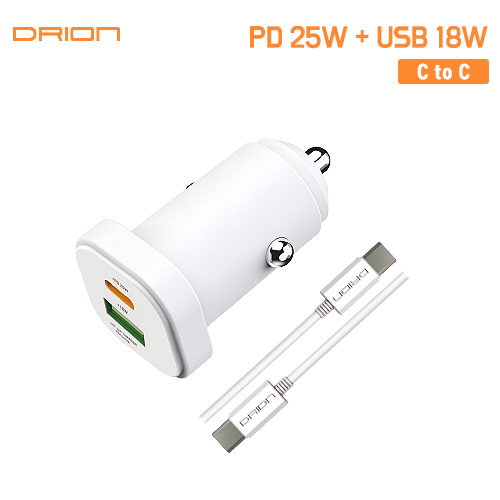 차량용 PD 25W 초고속 + USB 18W 고속 충전기 (C+USB)C to CDR-CAR-PD25W-CU